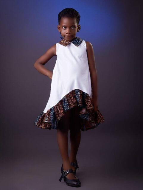 AfricanPrint Girl Dress White