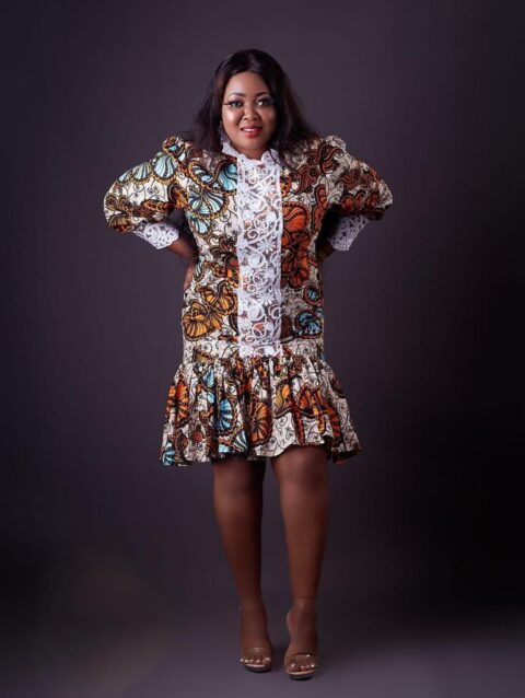 African Oasis Print Tunic Dress with Raffle Hem