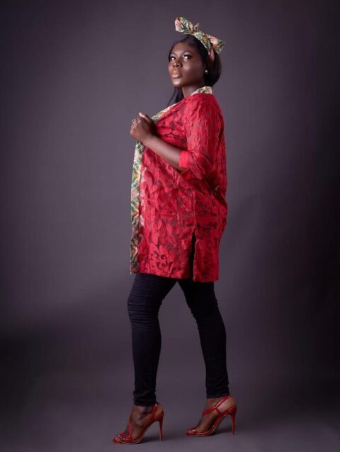 Luxury Crimson Kimono Lace Tunic