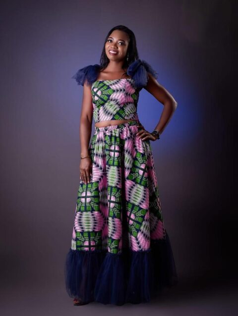 African Print Crop Top and Maxi Skirt Set