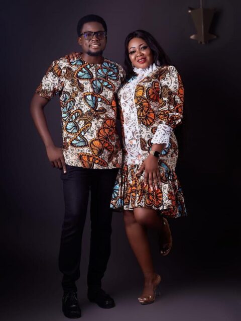 African Oasis Print Tunic Couple Dress